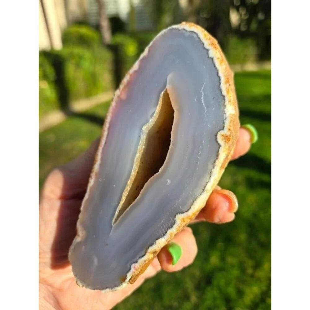 Natural Agate Geode with Druzy Center